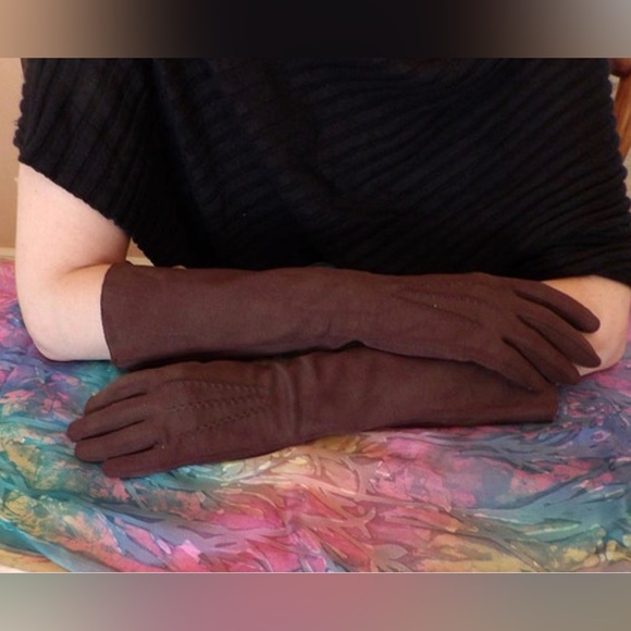 Accessories - Vintage 1950s Women's Long Brown Gloves